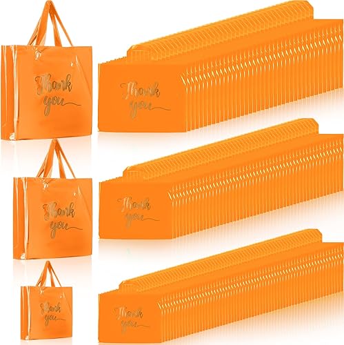 Miniatura 7 de Teling 200 bolsas de agradecimiento con asa a granel, bolsas de mercancía de agradecimiento de 3 tamaños, bolsas de plástico de agradecimiento para