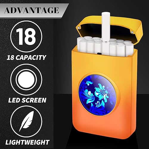 Vista 30 de x-lighter Estuche de cigarrillos XL666 con encendedor, 18 piezas de 3.307 in, soporte para cigarrillos tamaño King, a prueba de olores, pantalla