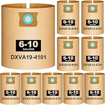 10 Pack DXVA19-4101 Bags For DEWALT 6, 8, 9, 10 Gallon Wet Dry Shop Vac | 6-10 Gallon Vacuum Bag for DXV06P, DXV09P, DXV09P-QT, DXV10P, DXV10S, DXV10SA, High Efficiency Disposable Dust Filter Bags