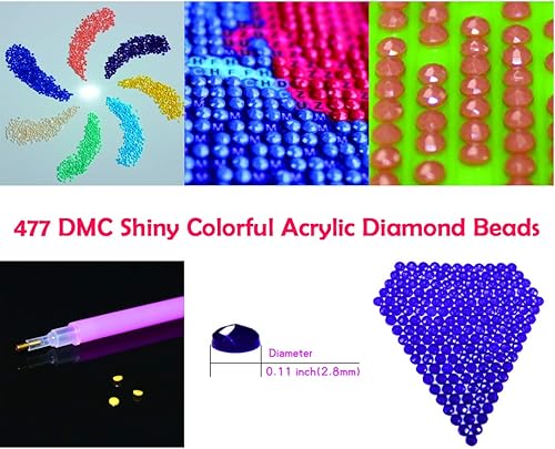 Miniatura 4 de BELLCAT - Pintura artística de diamante de panda rojo, kit de pintura de diamante 5D, cobertura completa, diamantes de imitación redondos, kit de