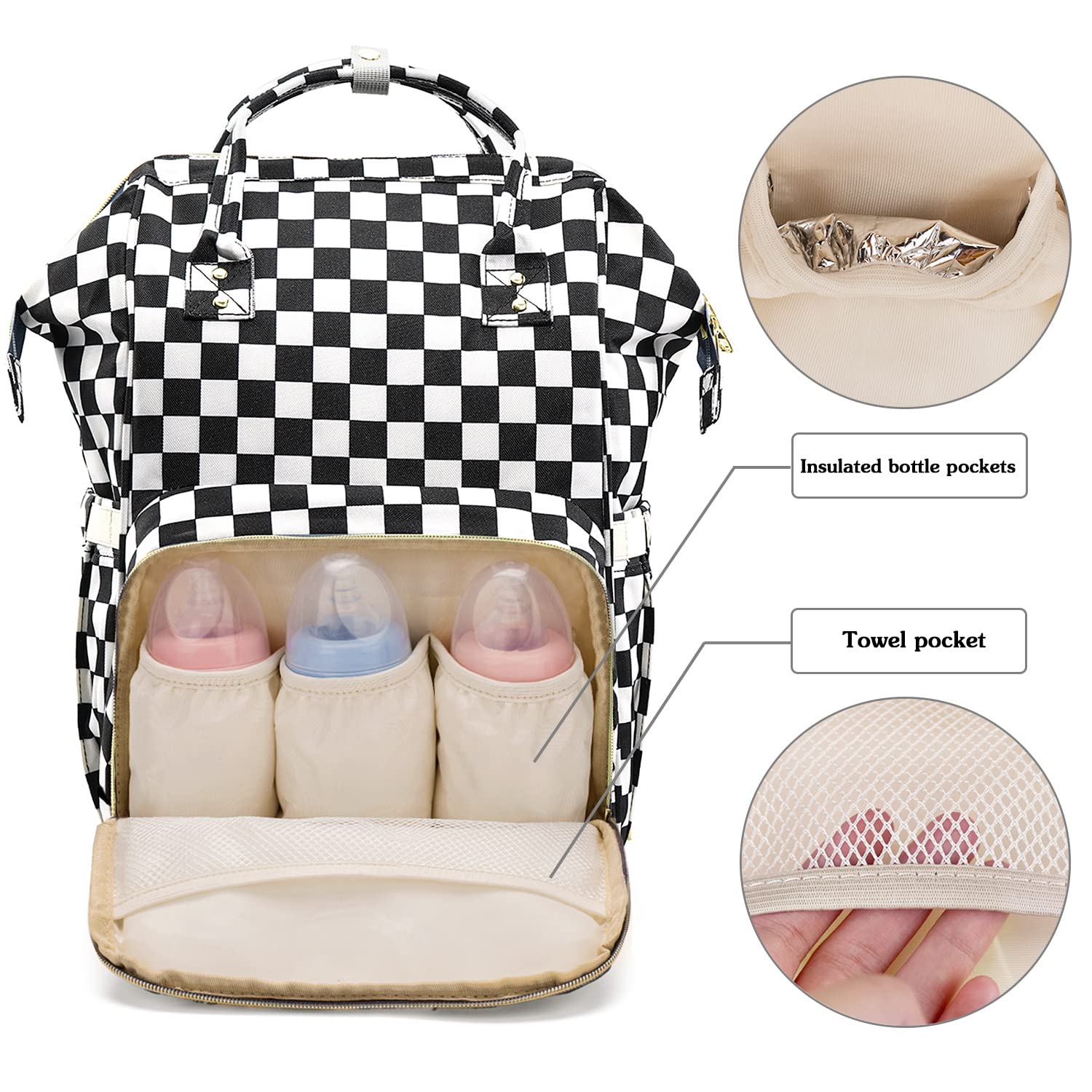 MCWTH Mochilas de Pañales para Bebé, Impermeable Maternal Bolso Multifuncional con USB de Viaje