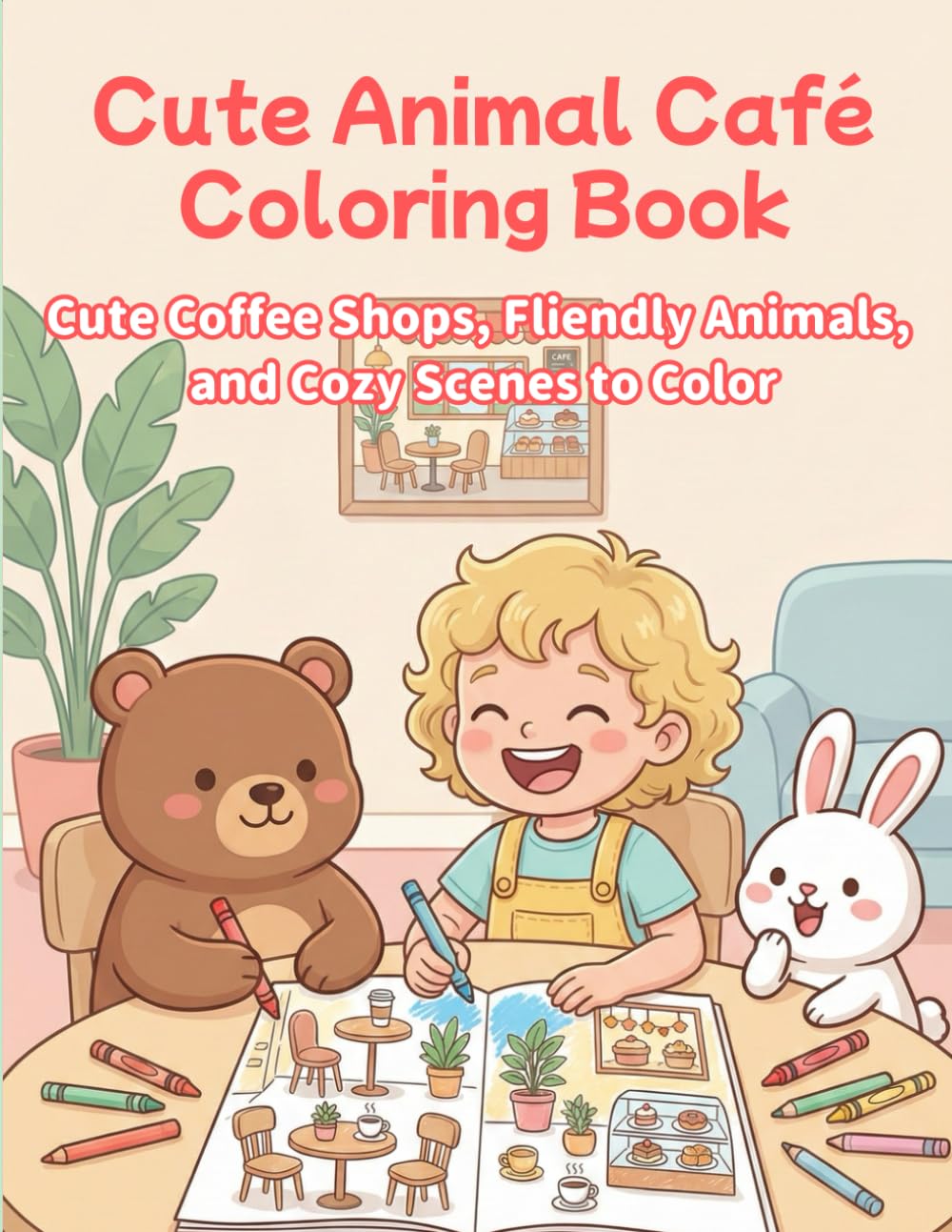 Animal Café Coloring Book: Cute Coffee Shops, Friendly Animals, and Cozy Scenes to Color (Mom & Me Calm Time Coloring Series)