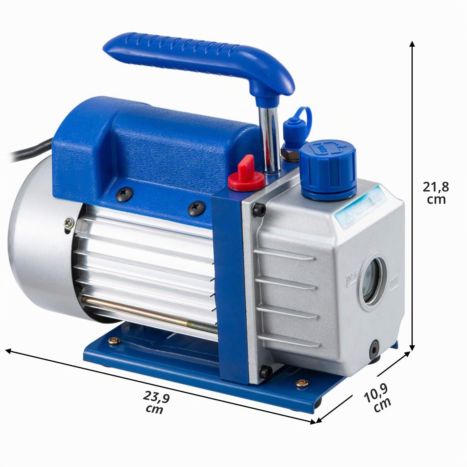 VEVOR Mophorn Bomba de Vacío, 2.5 CFM para Aire Acondicionado, 1.440 RPM Bomba de Vacío de Etapa Única, Juego de Bomba de Vacío con Capacidad de Aceite 220 ml para Doméstico e Industria, Azul