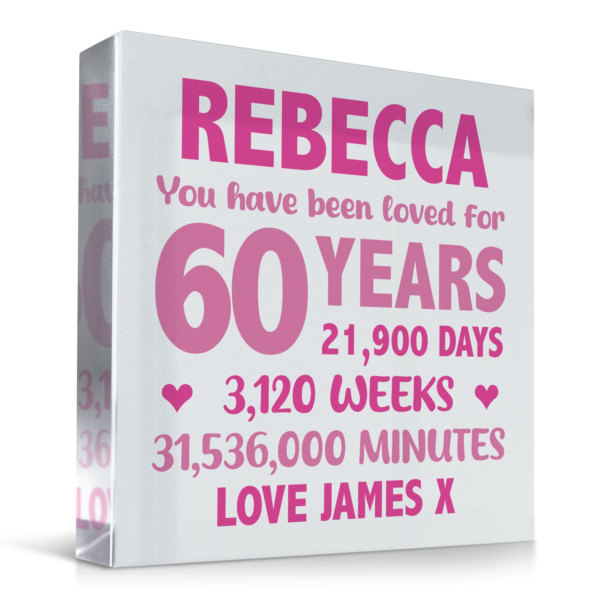 PERSONALISED 13th 16th 18th 21st 30th 40th 50th 60th 70th Birthday Gifts For Girls Her Women Standing Plaque Mum Daughter Auntie Sister Nan Gift Keepsake (60th Birthday)