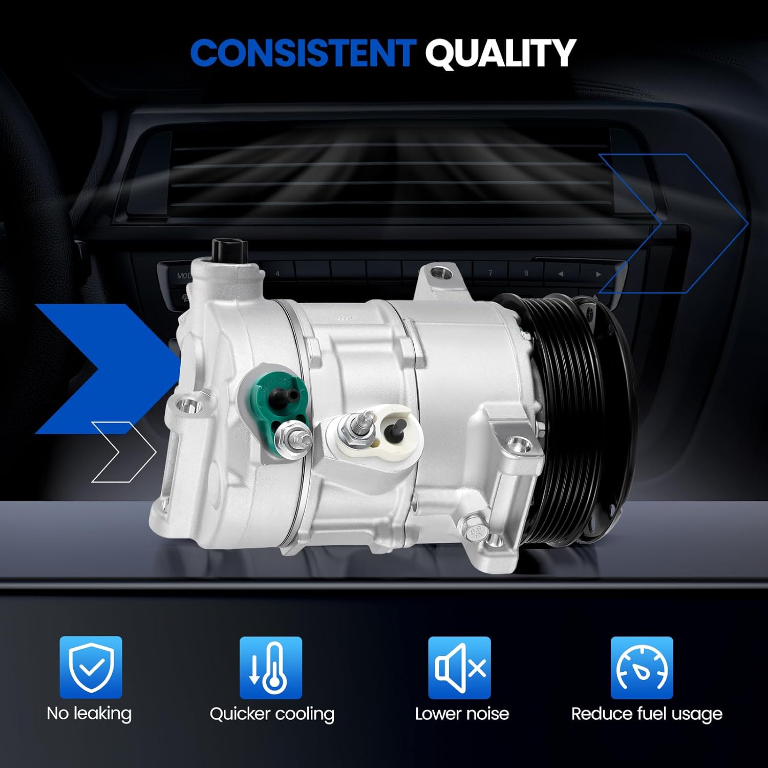 67317 Air Conditioning A/C Compressor with Clutch Compatible with Chrysler Sebring 2007-2008 2.7L 3.5L, Compatible with Dodge Avenger 2008 2.7L 3.5L, Replaces 68317, 55111-408AC