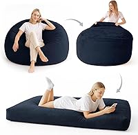 Vista 21 de Puf de 3 pies, puf con relleno, espuma viscoelástica altamente resistente, puf redondo de felpa, mueble para sala moderna, silla de lectura de ocio