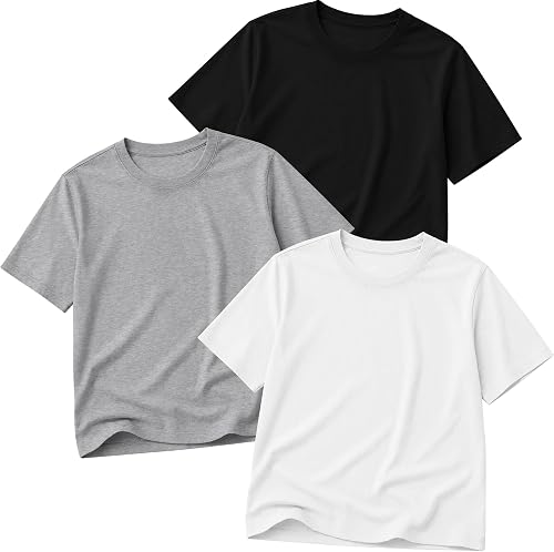 Ficerd 3 Pack Toddler Girls' Oversized T Shirts, 3-Color, 3T