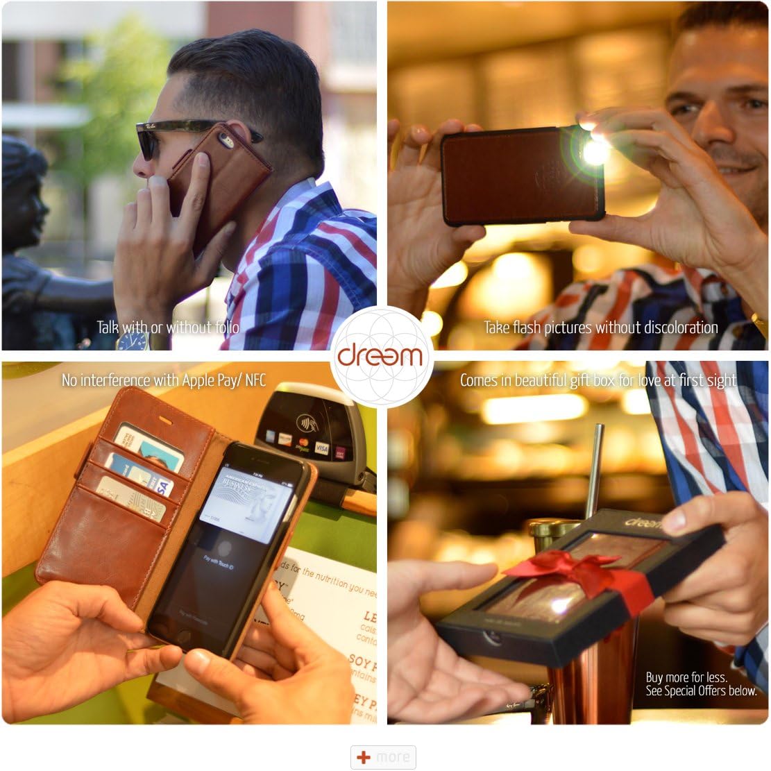 Dreem Fibonacci 2-in-1 Wallet-Case for iPhone 6 & 6s, Magnetic Detachable Slim-Case, Luxury Vegan Leather, RFID Protection, Smart 2-Way Stand, Gift-Box - OriginalBrown