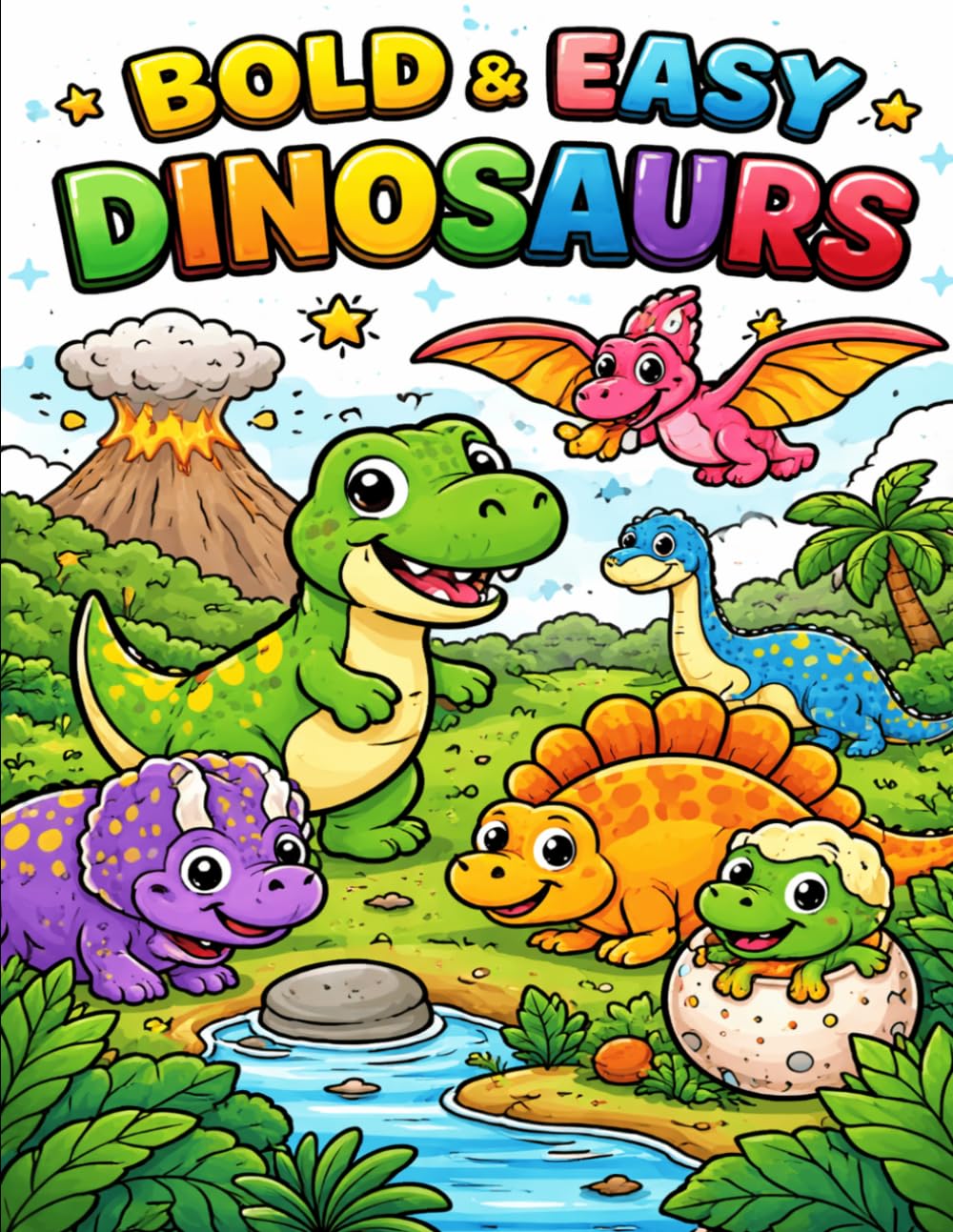 Bold & Easy Dinosaurs Coloring Book for Kids: Super Simple Dinosaur Coloring Pages with Thick Lines | Fun and Easy Coloring for Kids Ages 3–8 (Bold & Easy Coloring Book Series)