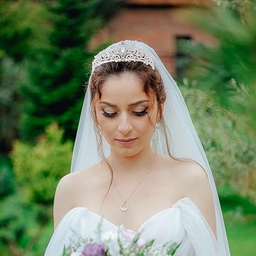 Miniatura 2 de Tiaras y coronas plateadas para mujeres y niñas, coronas de reina de cumpleaños de cristal con peine de diamantes de imitación, tiara de princesa,