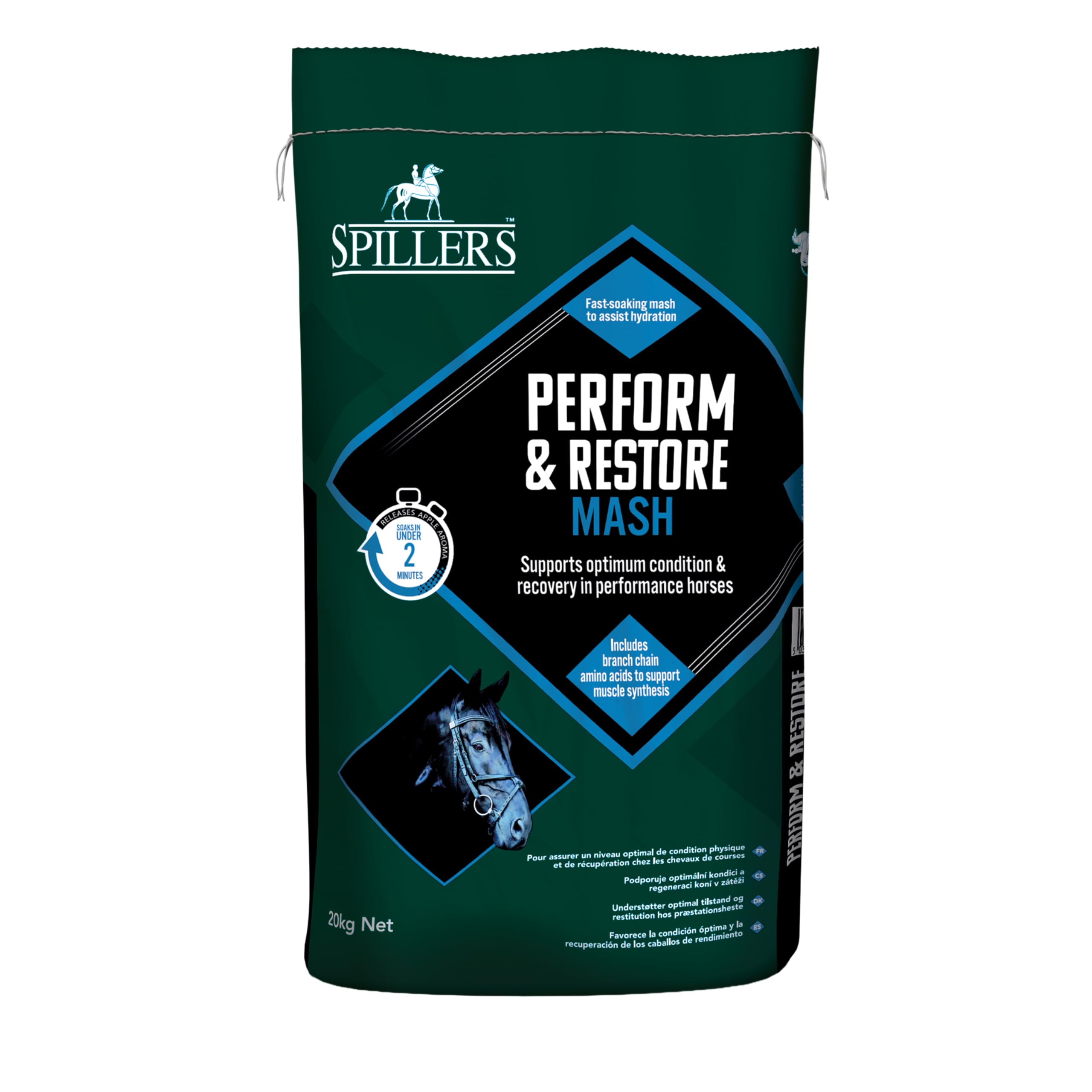 SPILLERS Perform & Restore Horse Mash 20KG - Performance Recovery Mash Horse Feed with Amino Acids, Vitamins C & E - Feed to Support Muscle, Digestive and Immune Health