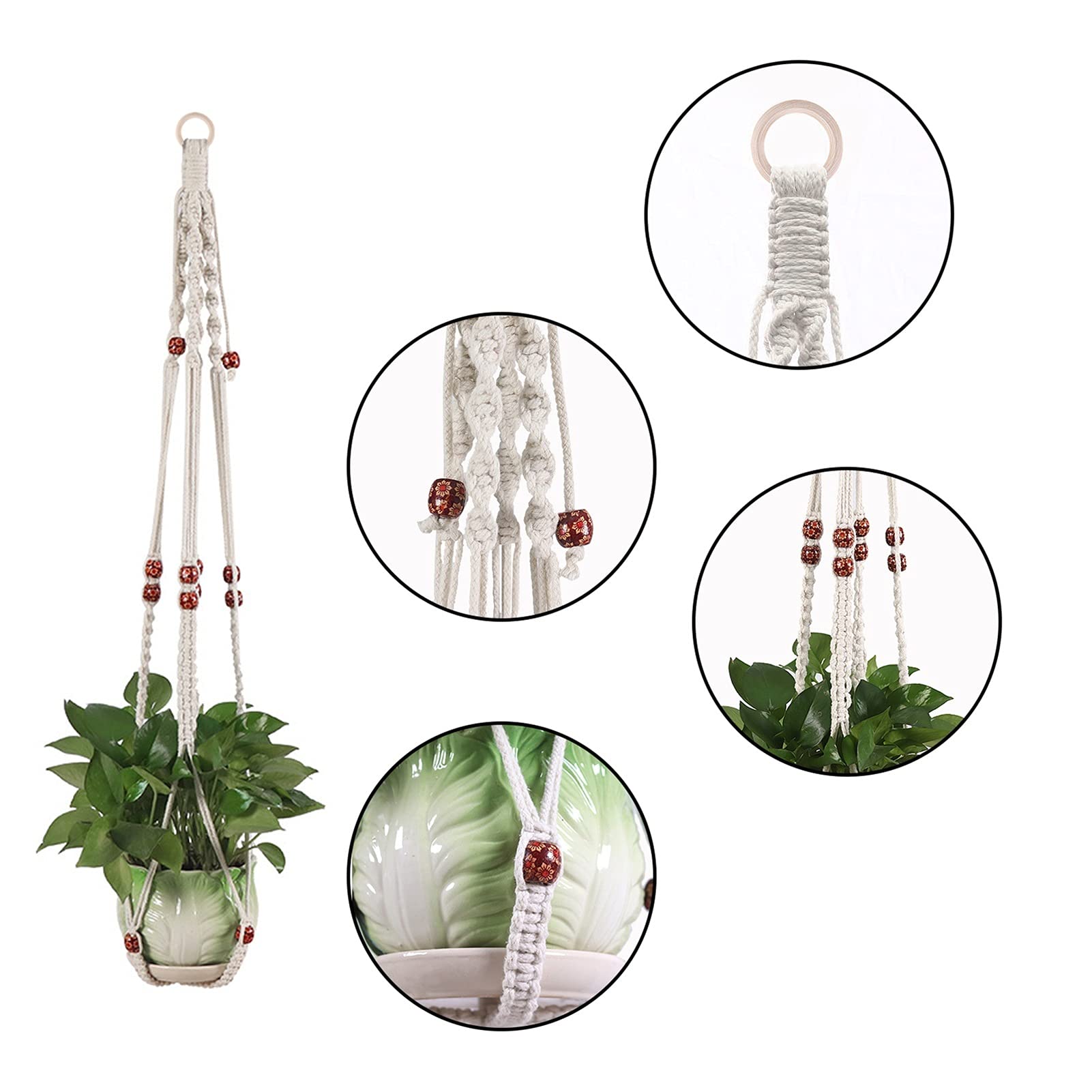 Cadena Macrame Cord 3mm x 150m y 110 Cuentas, Conjuntos de Cuentas, 100% algodón Craft String Thine for Wall Colgando Perchas de Punto para Manualidades