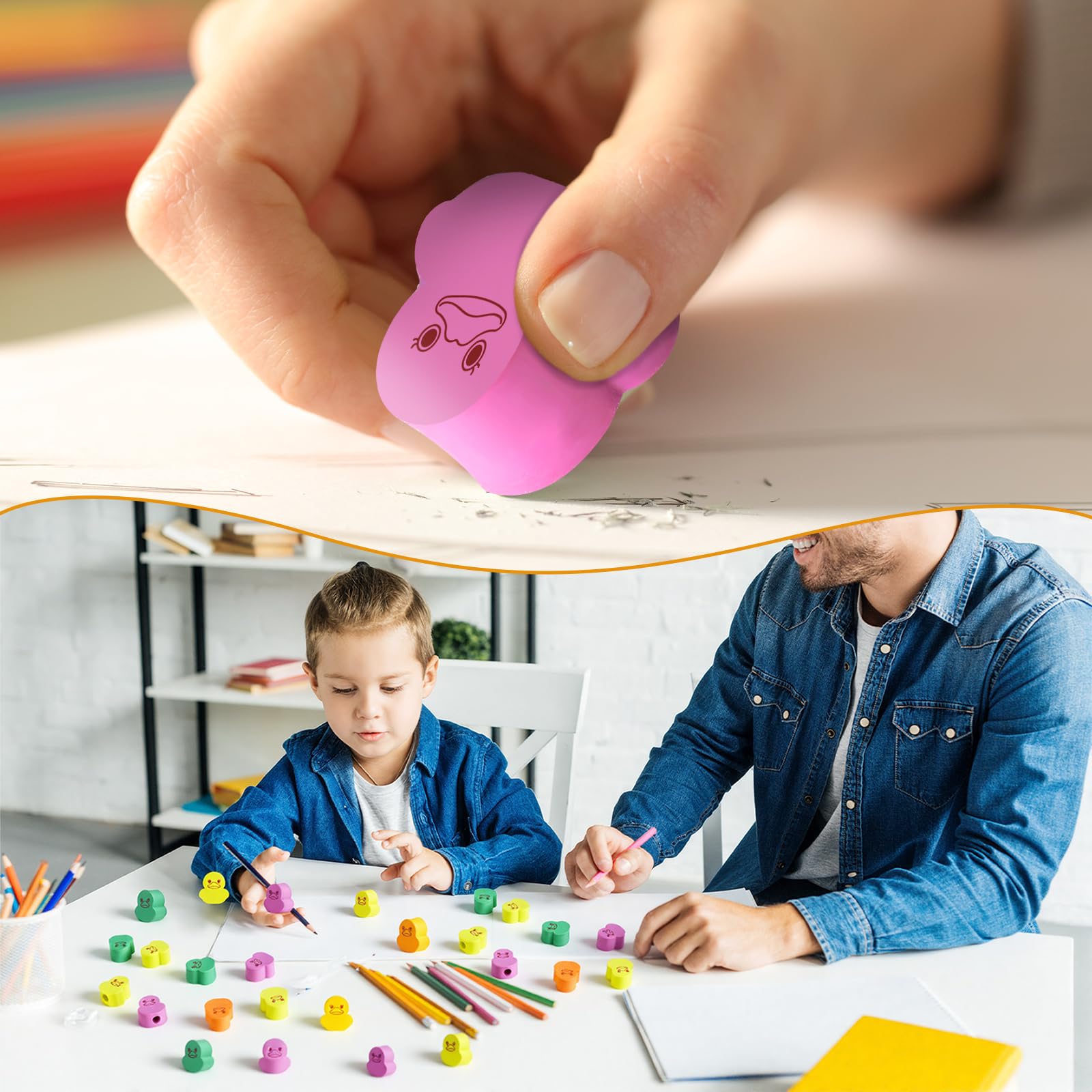 Confezione da 24 gomme da cancellare a forma di anatra a forma di piccola anatra, in gomma, da scrivania, per premi in classe, ricompensa per il gioco, forniture per il rientro a scuola