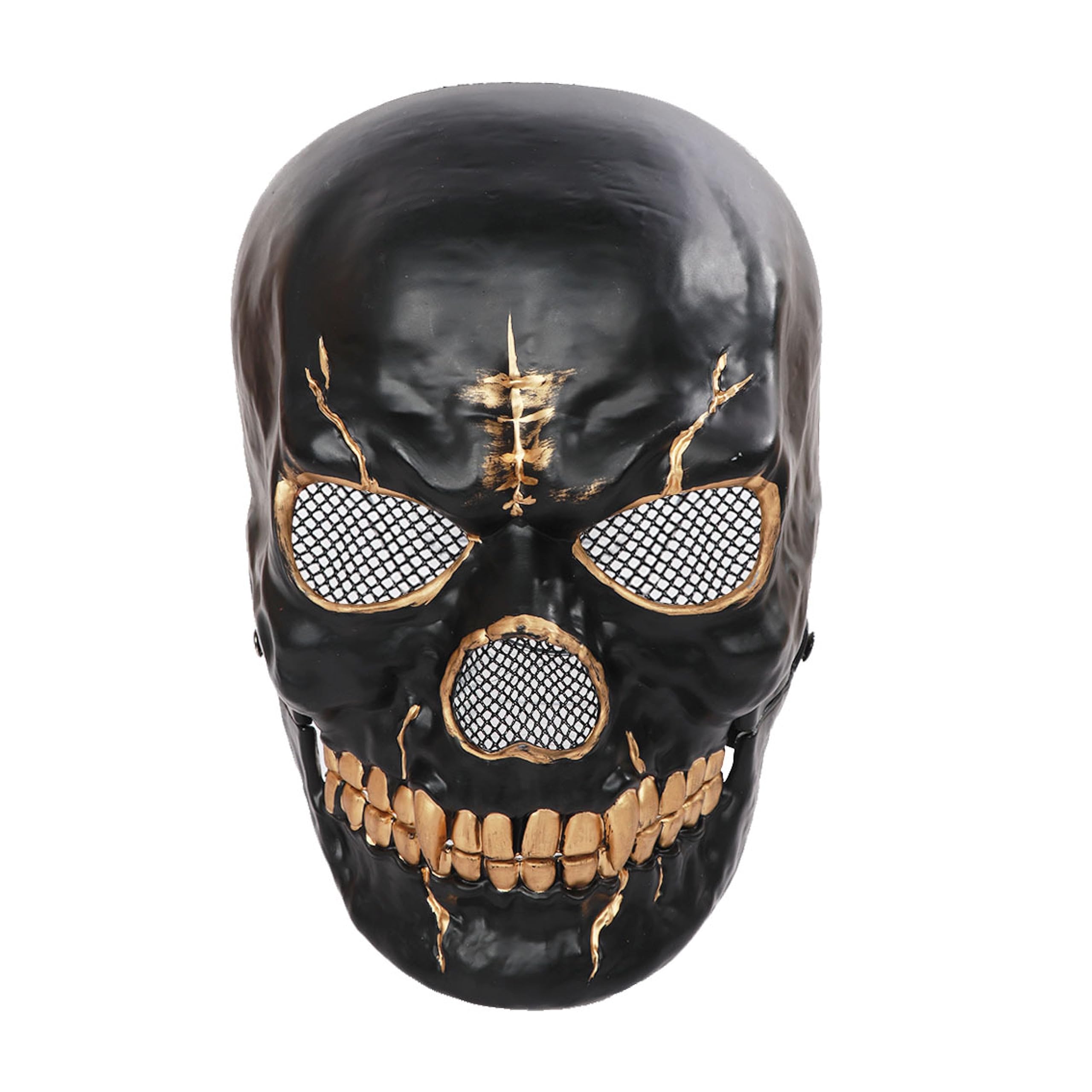 eBoutik - Creepy Horror Halloween Skull Moving Mouth Mask - Adult Fancy Dress Costume For Cosplay (Black)
