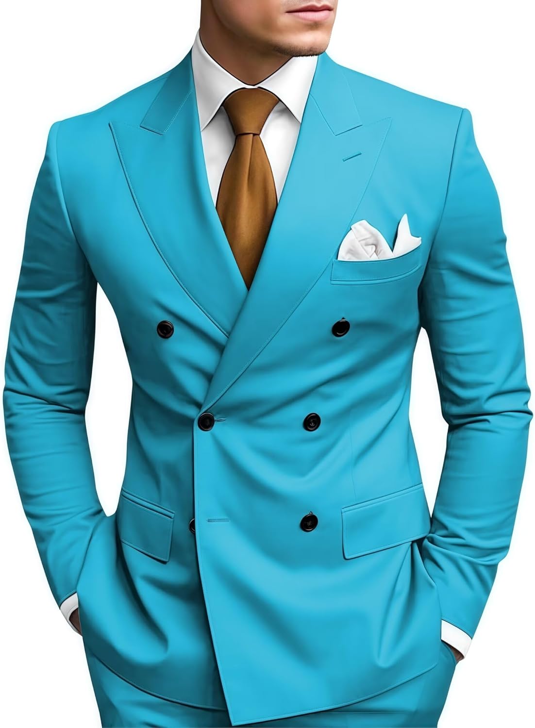 2 Piece Double Breasted Suit Men Slim Fit Mens Double Breasted Blazer Pants Sets Wedding Prom Homecoming Suit