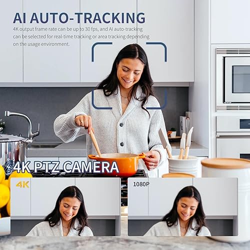 Miniatura 4 de FEELWORLD Cámara PTZ 4K12X con zoom óptico 2X, seguimiento de IA, HDMI, USB, control remoto IP 4K @30fps PoE compatible con transmisión en vivo de