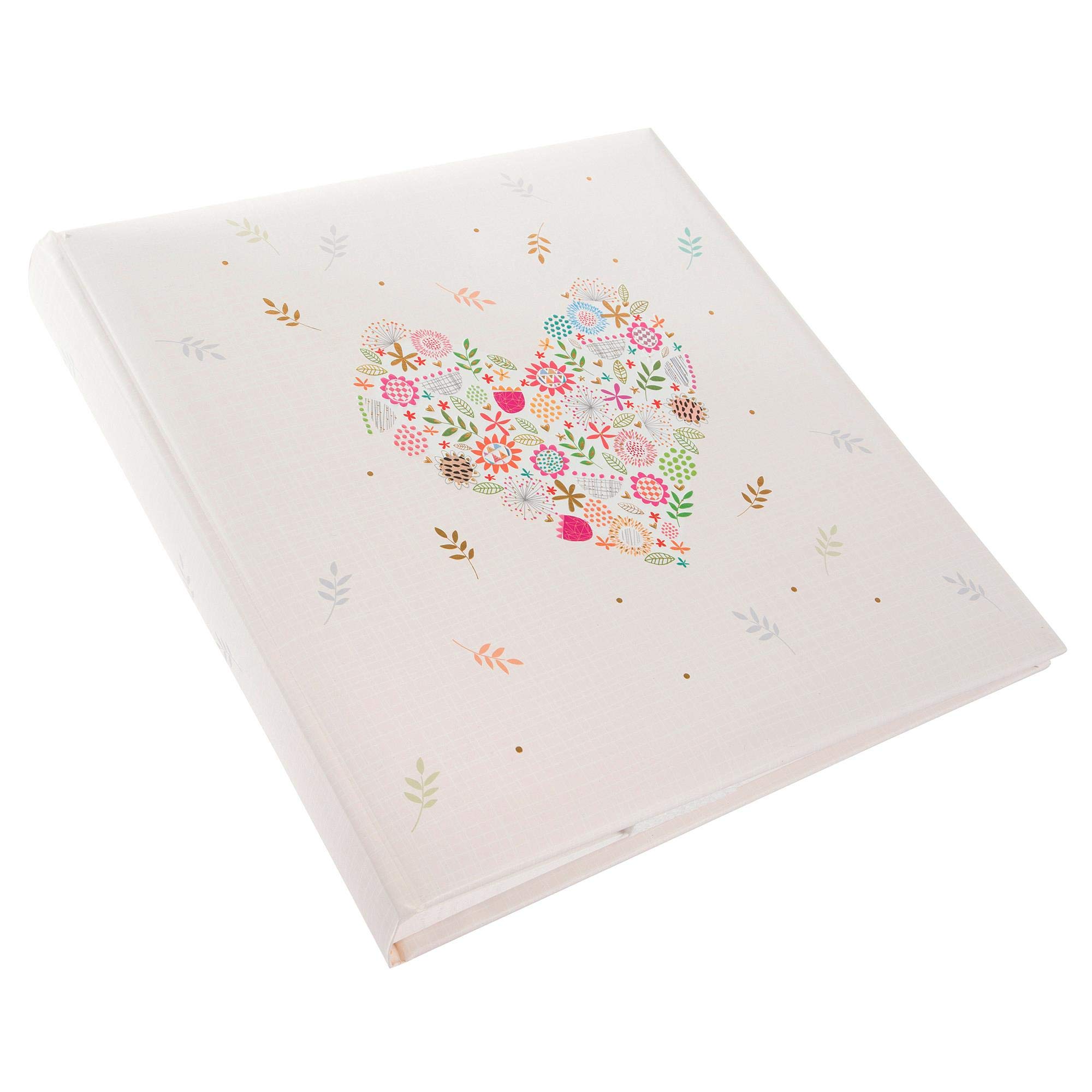 goldbuch 08 182 - Álbum de fotos de boda Flowers in The Heart en diseño Turnowsky, álbum de fotos con 60 páginas blancas y pergamino, álbum de recuerdos con relieve dorado, álbum con flores de corazón