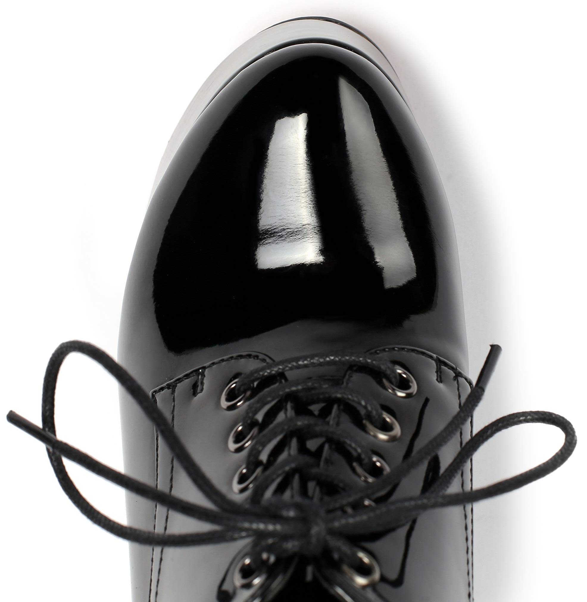 SAMMITOP Women's Round Toe Lace Up Ankle Boots Platform High Heel Pumps Party Dress Shoes: 6 Black