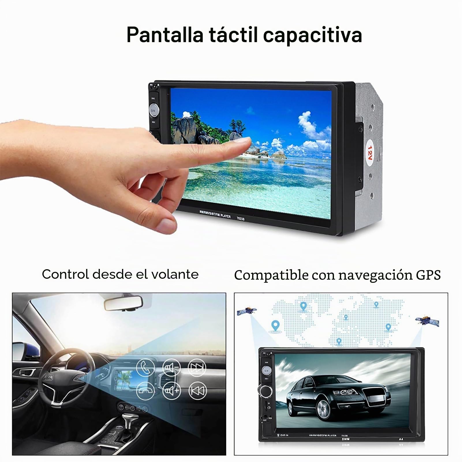 KIMISS 7 Pulgadas MP5 para Coche, Pantalla Táctil Double DIN, Bluetooth, Radio FM, Compatible con Cámara Reversa, Reproductor Multimedia
