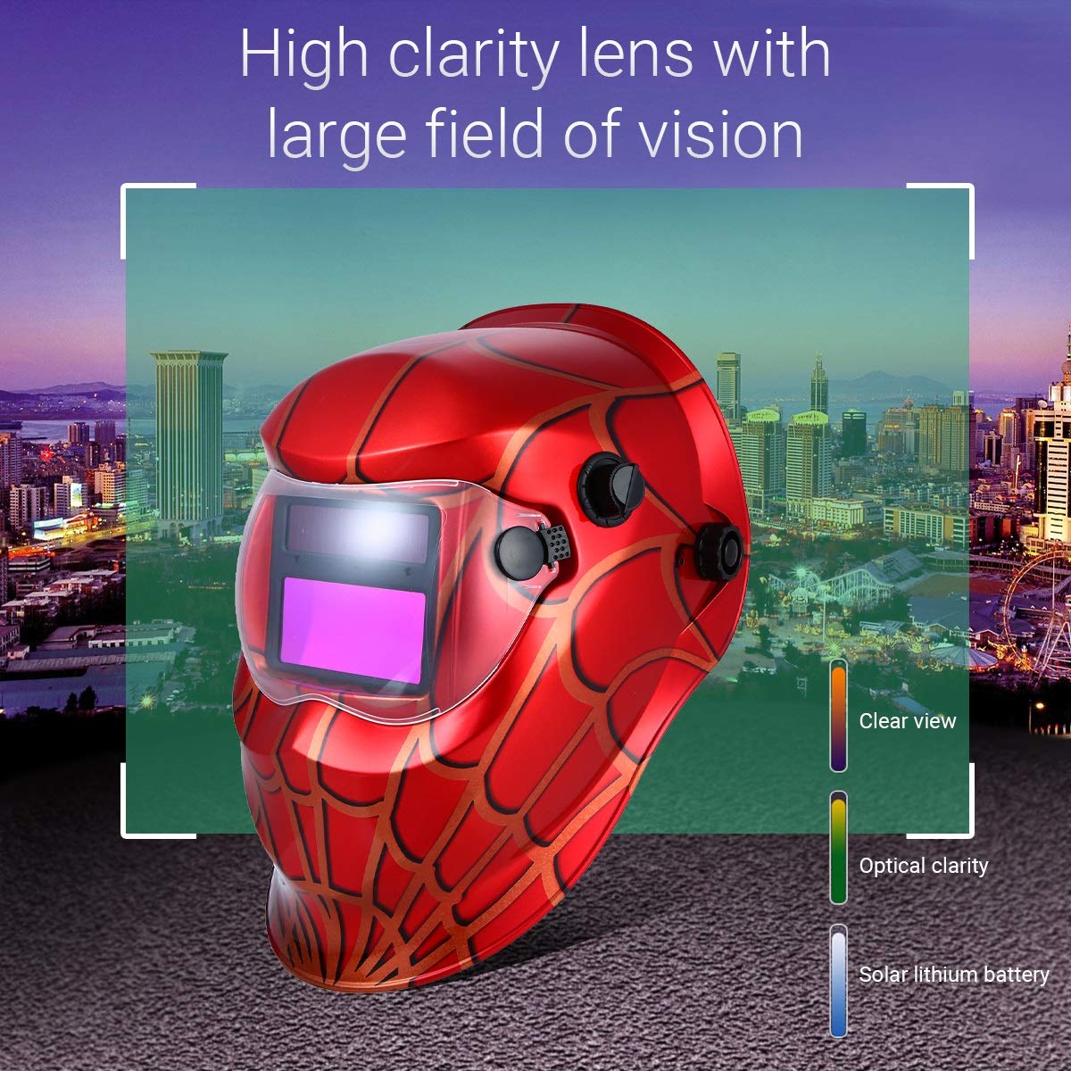 Máscara de soldadura,Casco de soldadura,Máscara de soldador,Casco de soldadura Casco de soldadura Casco protector de oscurecimiento automático con energía solar Máscara de soldadura Escudo con modo de