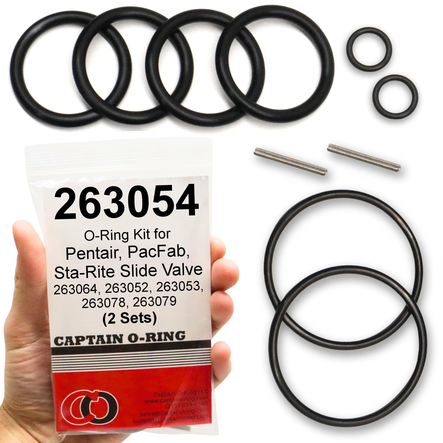 Captain O-Ring - Replacement 263054 O-Ring Kit for Pentair/PacFab/Sta-Rite Slide Valve 263064, 263052, 263053, 263078, 263079 (2 Sets)