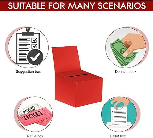 Miniatura 10 de 30 cajas para rifas, urnas de donación para recaudación de fondos, caja de cartón de 6.5 x 4.5 x 4.8 pulgadas con ranura para boletos y cabecera