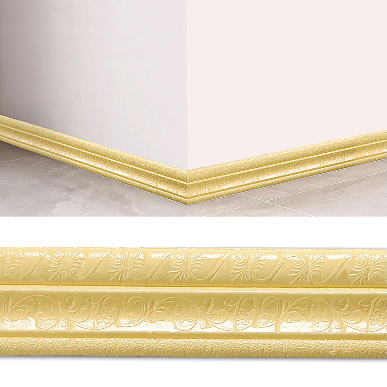 Listwy przypodłogowe, Samoprzylepne listwy przypodłogowe do wykończenia ścian 2 szt. Pianka PE(Beige Yellow)