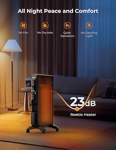 Miniatura 4 de Reekie Calentador eléctrico para uso en interiores, 1500 W, calentador de habitación grande con termostato, 2 ajustes de calor, calentamiento