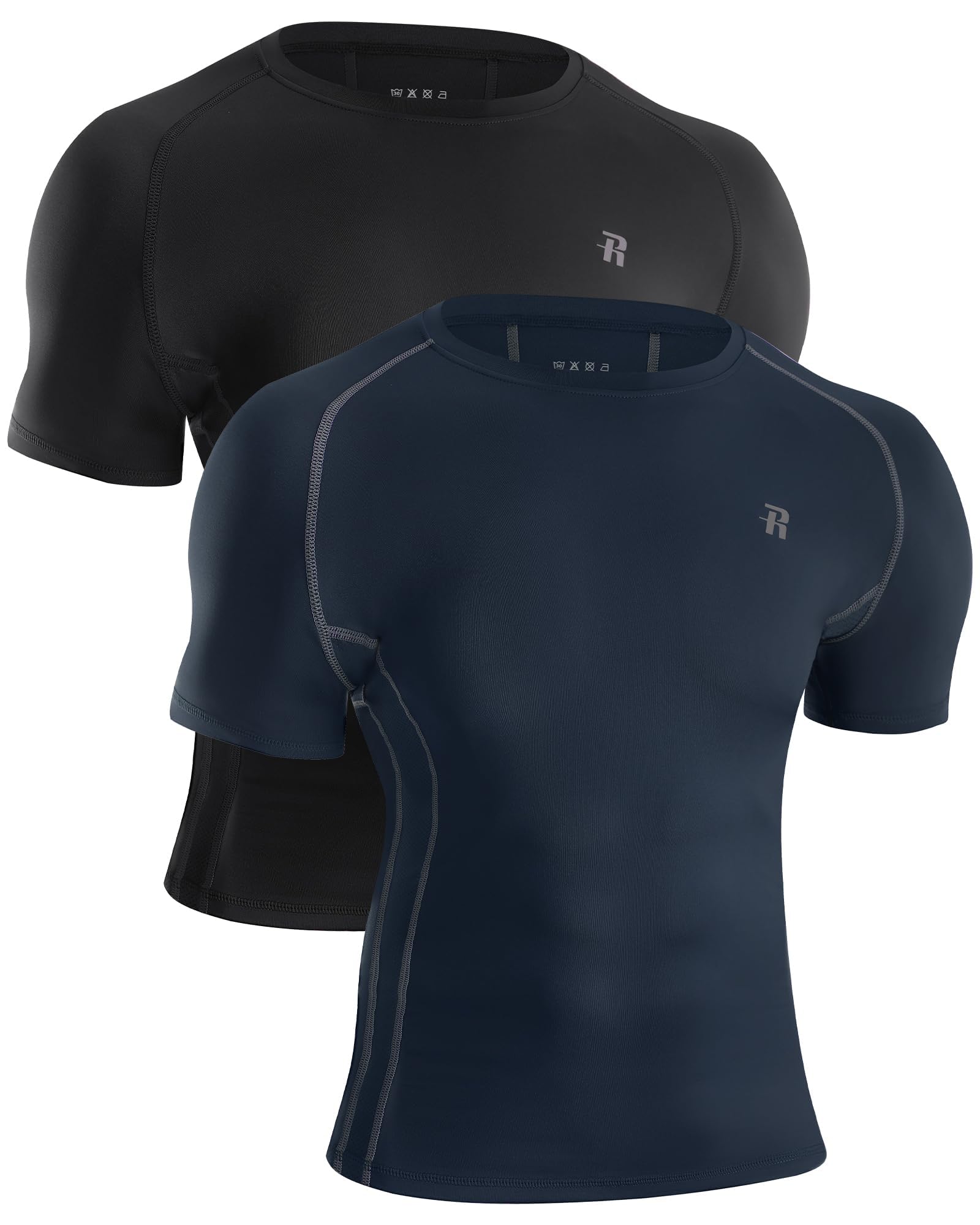 Runhit Men's Compression Shirts Short Sleeve Athletic T Shirt Cool Dry Workout Tops Sports Base Layer Undershirt