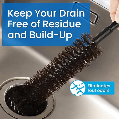 Miniatura 4 de Impresa Cepillo de limpieza para triturador de basura con mango extra largo, elimina residuos, olores y acumulación, cepillo limpiador de drenaje