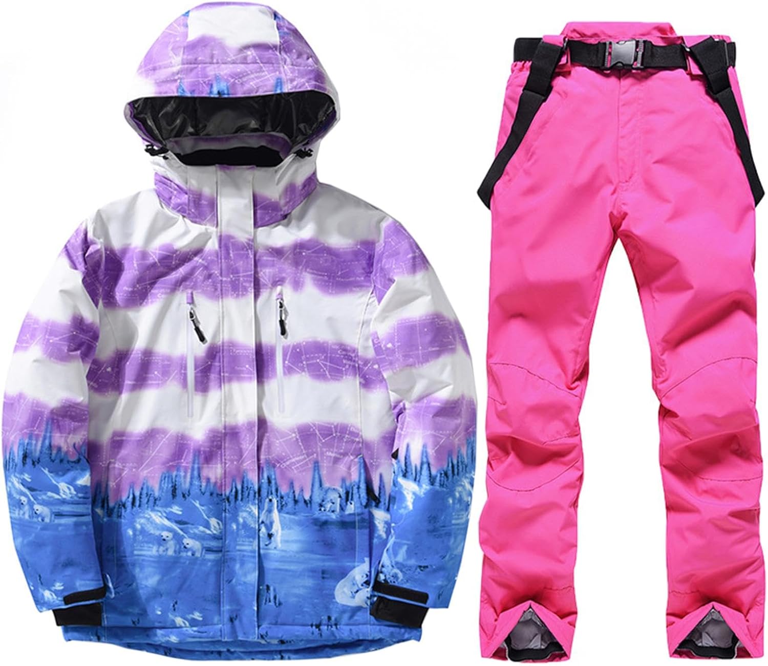 Women Ski Jacket Pants Waterproof Windproof Snowsuit Snowboarding Insulated Winter Warm Coat 2 Piece Set