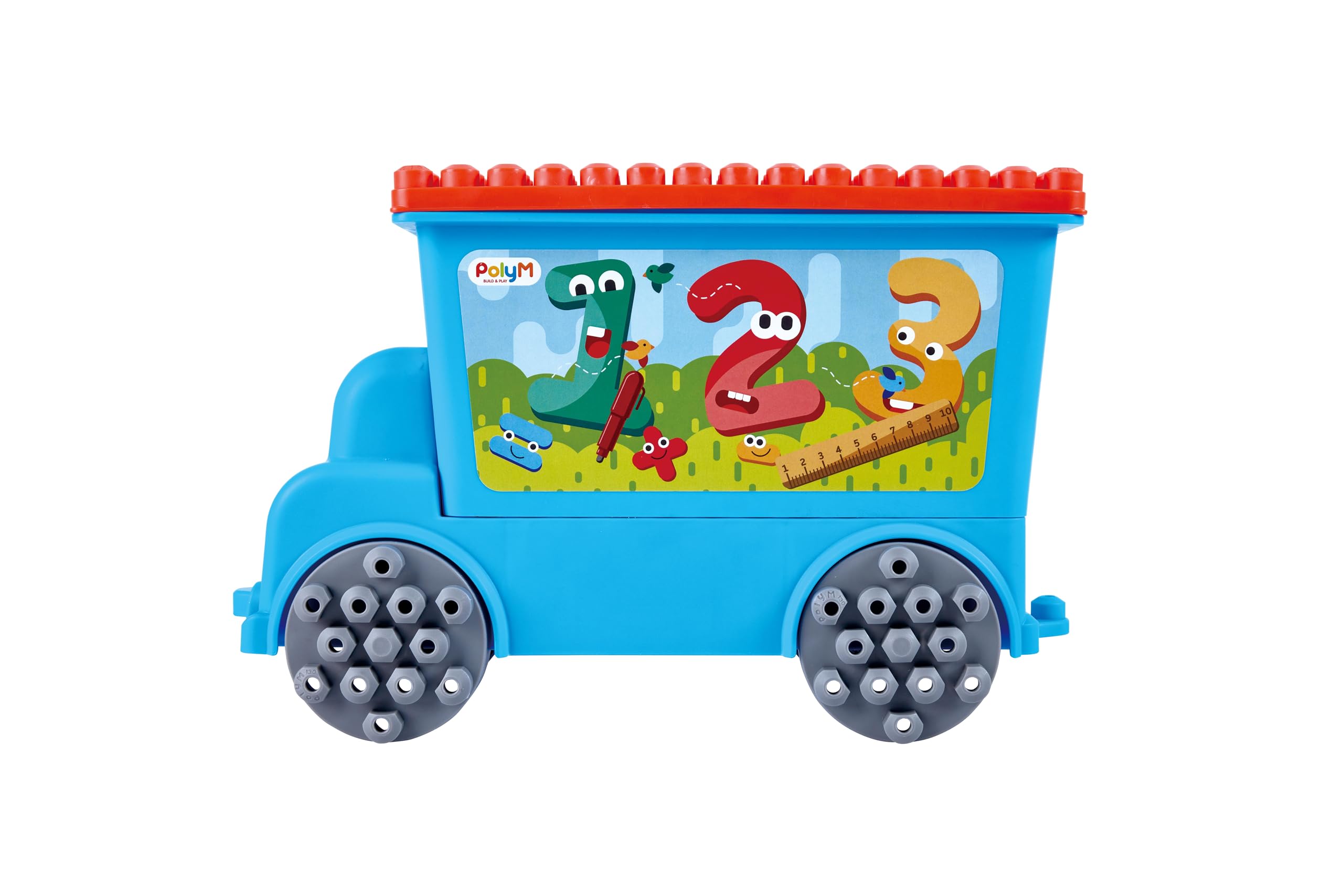 Hape PolyM ciężarówka holownicza, klocki konstrukcyjne z cyframi i cyframi, wielokolorowe