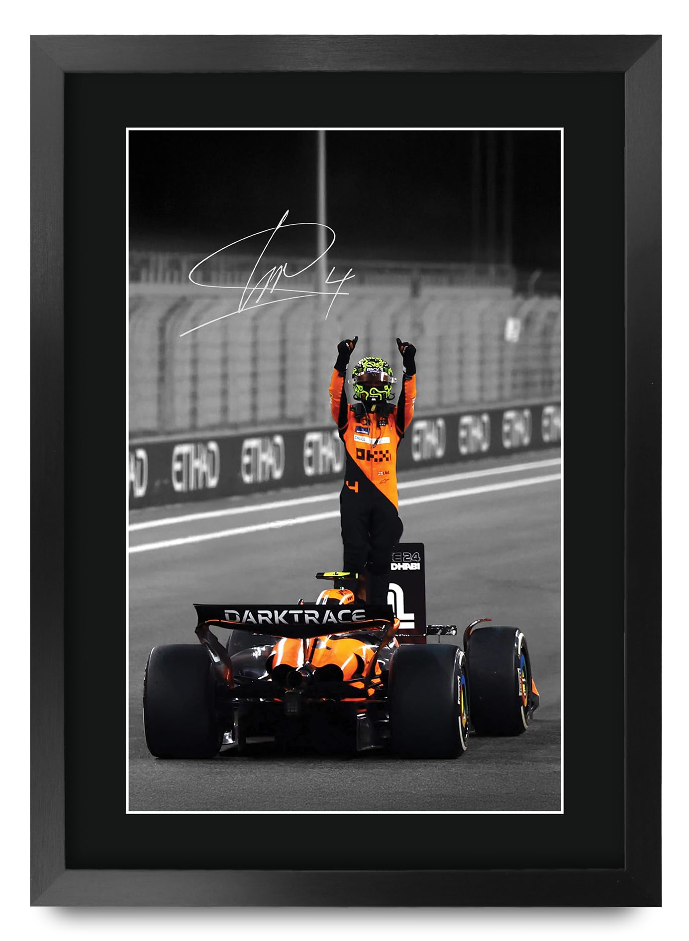 HWC Trading Lando Norris McLaren Scene 104 Gifts Printed Signed Autograph Picture for F1 Formula 1 Racing Fans - A3 Framed