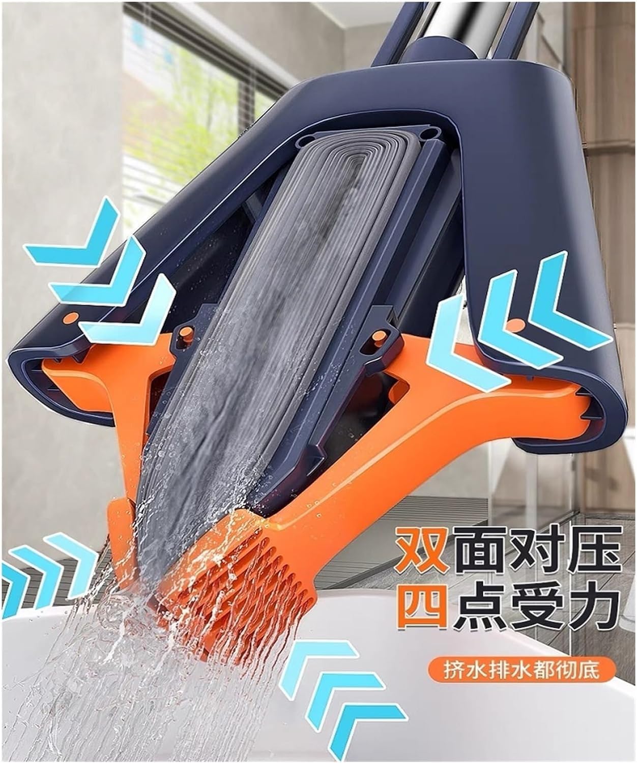 Deoxys Sponge Mop, Self Wringing Sponge Mops for Floor Cleaning Squeeze, PVA Mop -Absorbent Sponge Heads for Hardwood Tile Marble Laminate 4