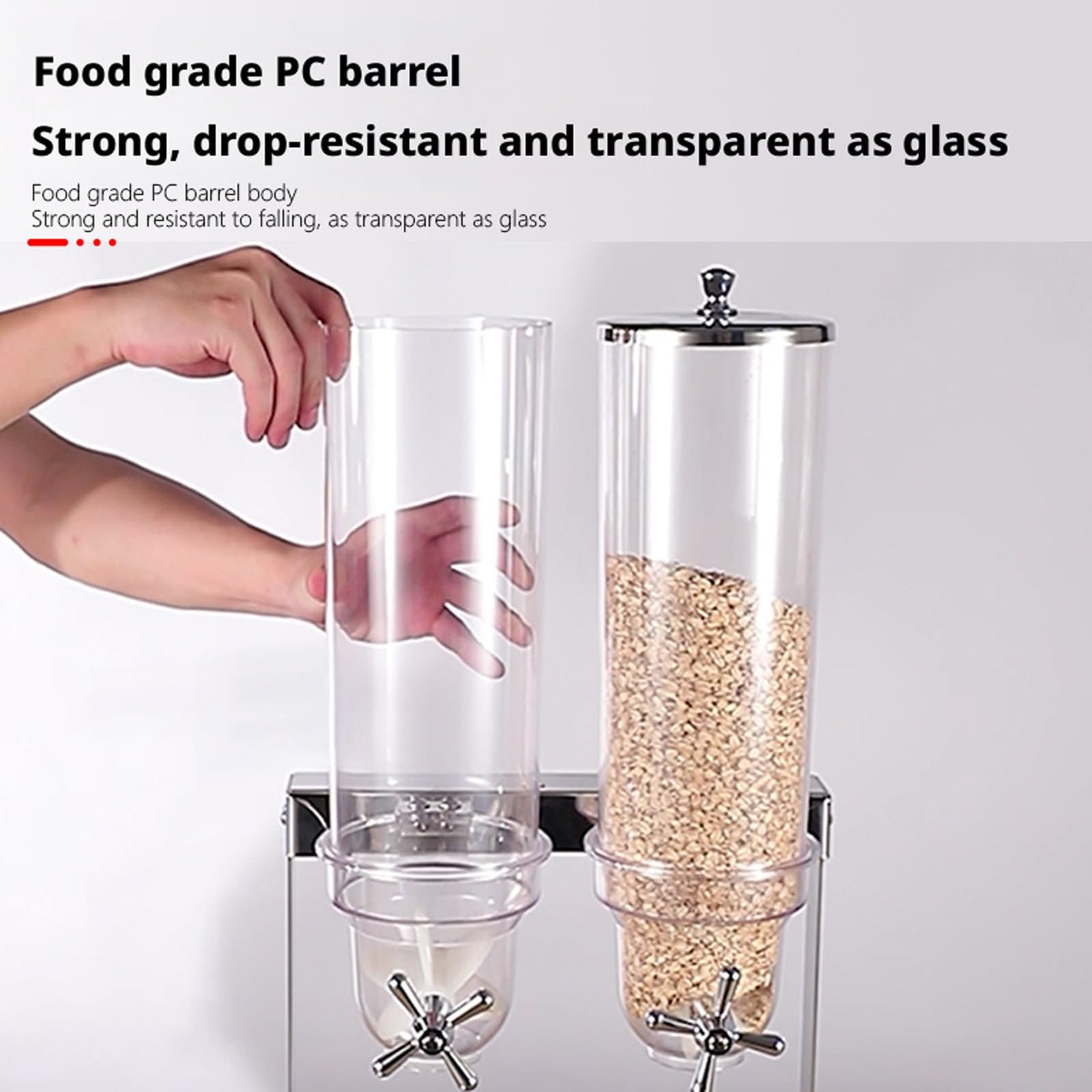 Dispenser per cereali da banco con base antiscivolo per riporre snack