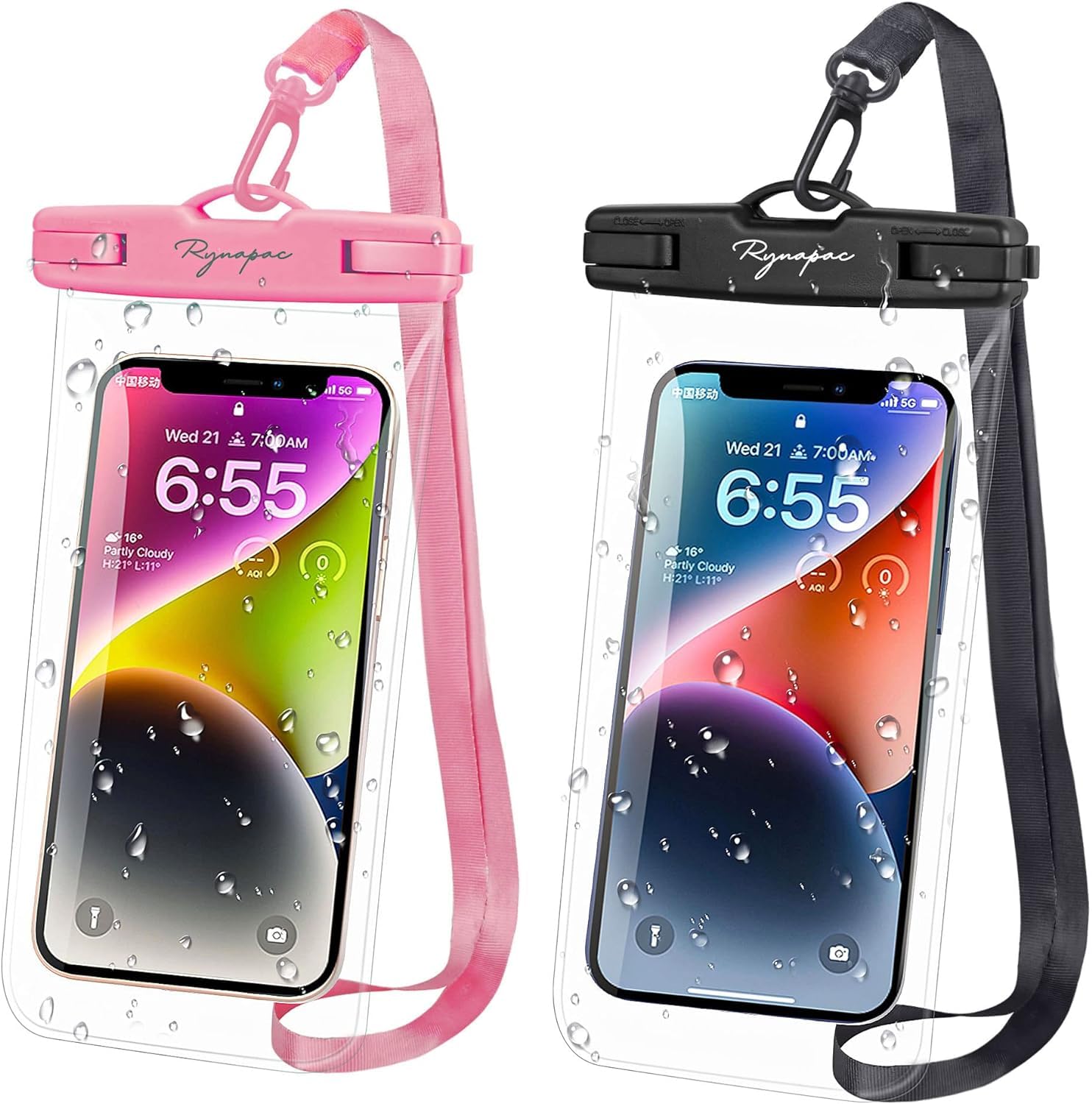 Rynapac IPX8 Waterproof Phone Pouch - 8.5in, 2 Pack Waterproof Phone Case for iPhone 17 16 15 Pro Max, Galaxy S26 S25 Ultra, Cellphone Dry Bag with