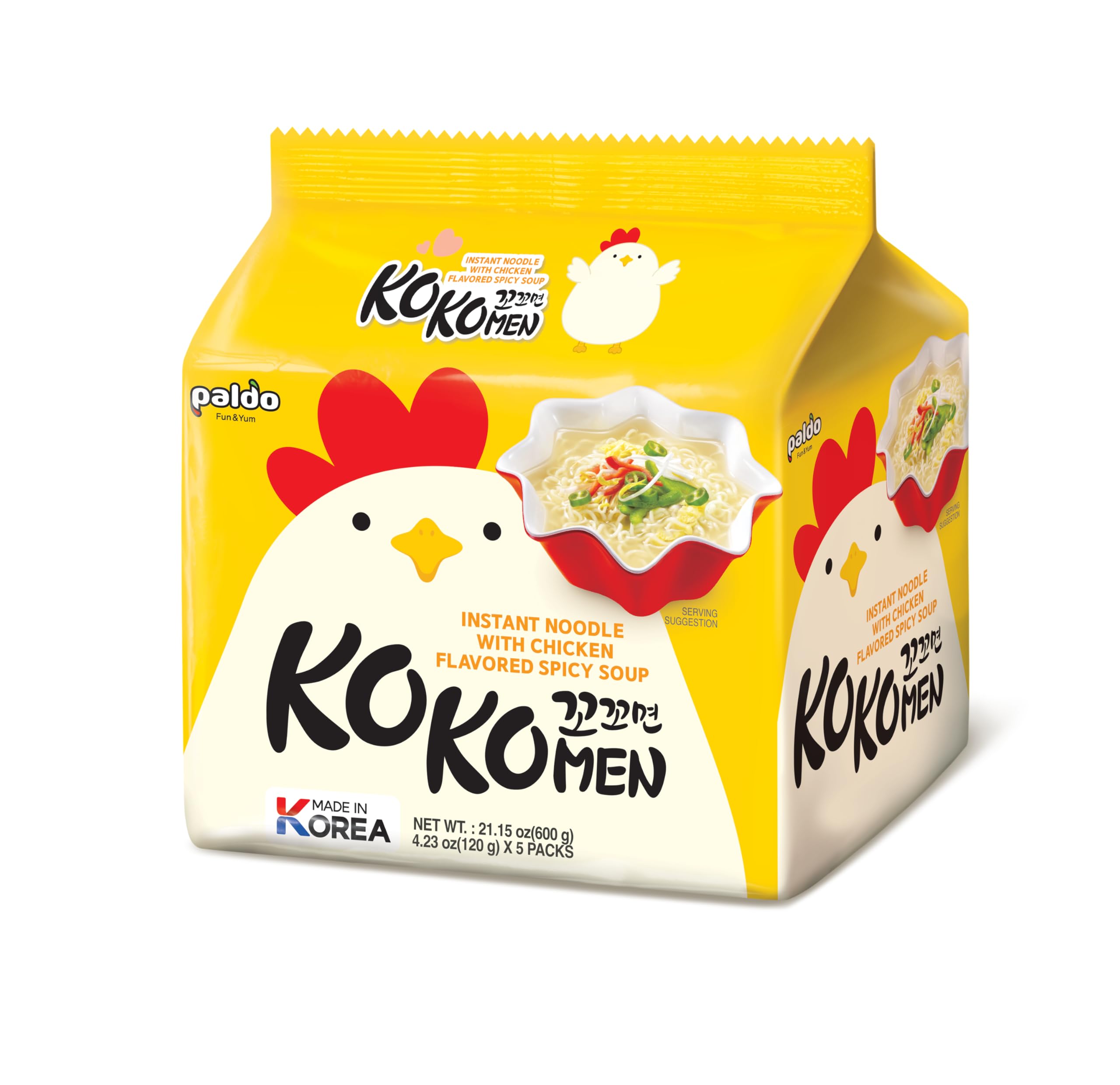 Kokomen Spicy Chicken Korean Noodles, 120g x 5 packs