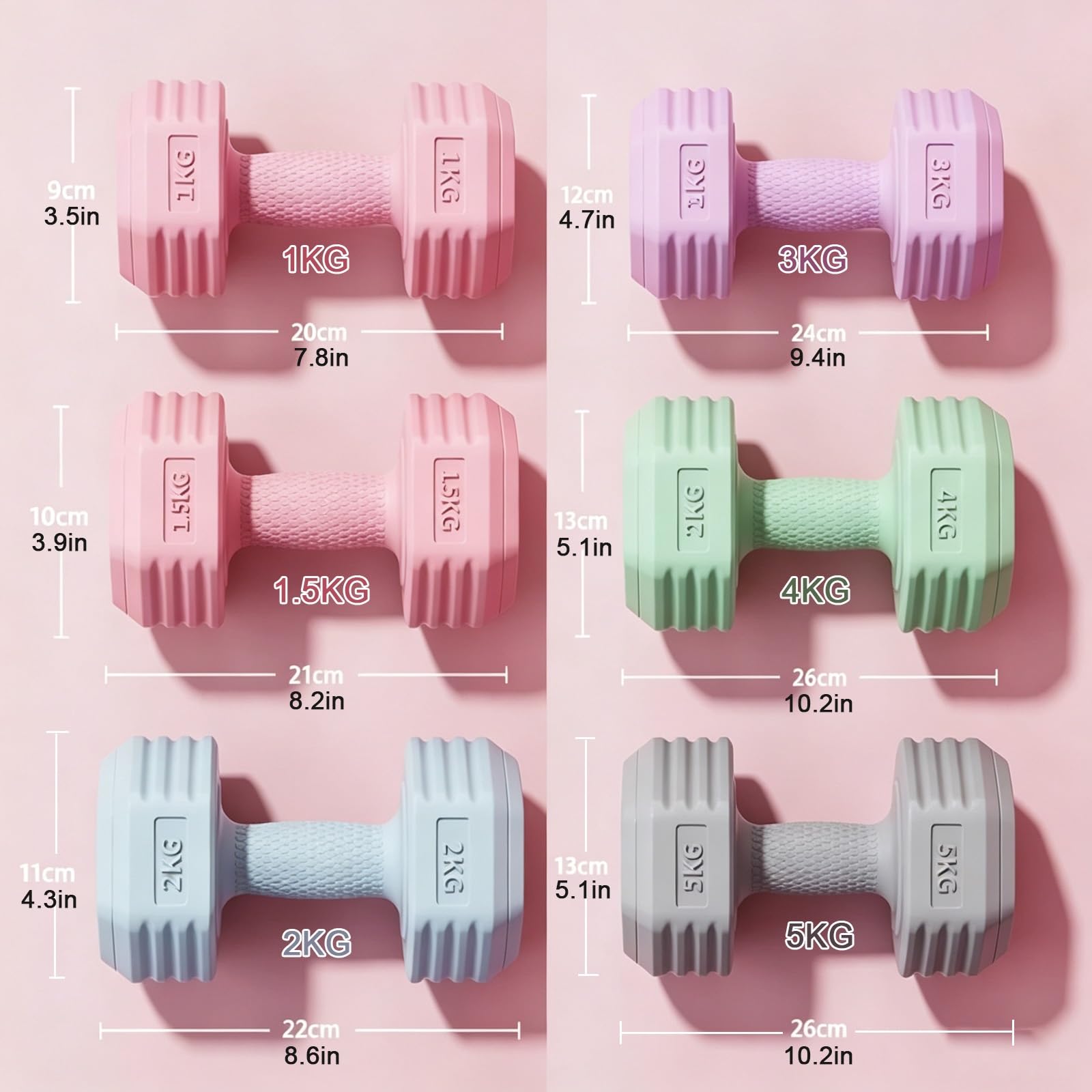 Małe solidne hantle, hantle do treningu w domu | Modelowanie brzucha, antypoślizgowy uchwyt, sześciokątna konstrukcja całego ciała (2 szt. zielony, 5 kg/11,0 lb)
