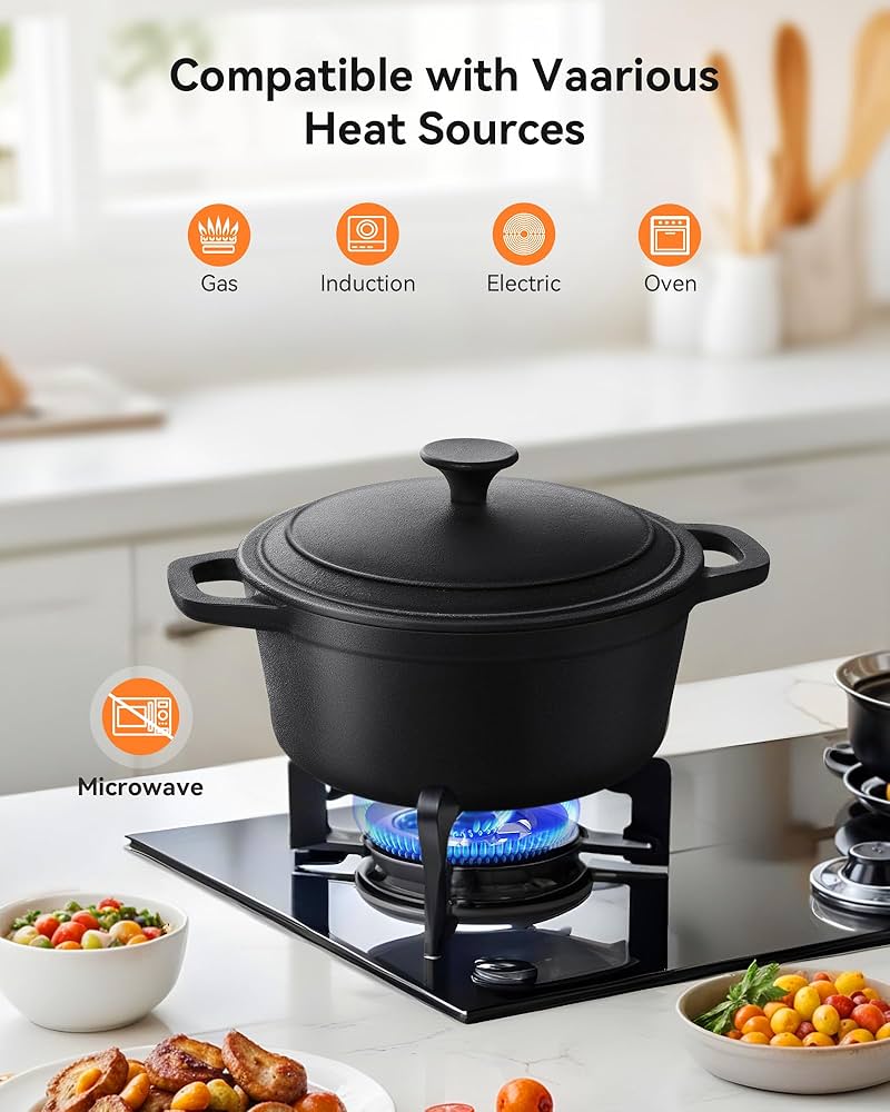 Leyeet Dutch Oven Pot, 5.2 Quart Enameled Cast Iron Dutch Oven Pot With