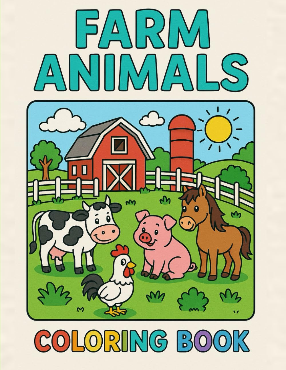 FARM ANIMALS: Coloring book for kids with animals farm for relaxation