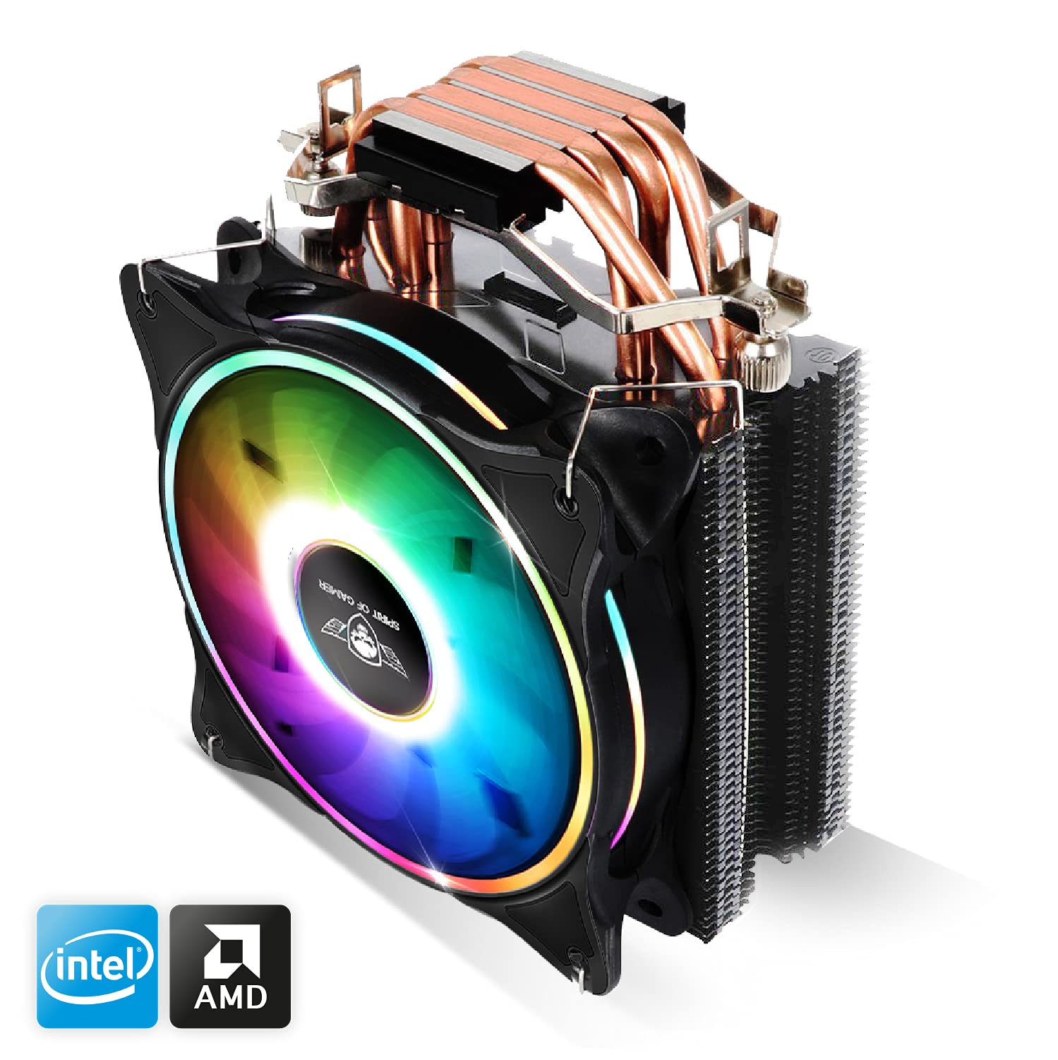 SPIRIT OF GAMER - AIRCOOLER 120 MM ARGB - Ventirad pour Processeurs Intel Et AMD – Rétro-Eclairage RGB Adressable 3 Pin / 5 Volts – Ventilateur PWM 120 mm – Radiateur aluminium