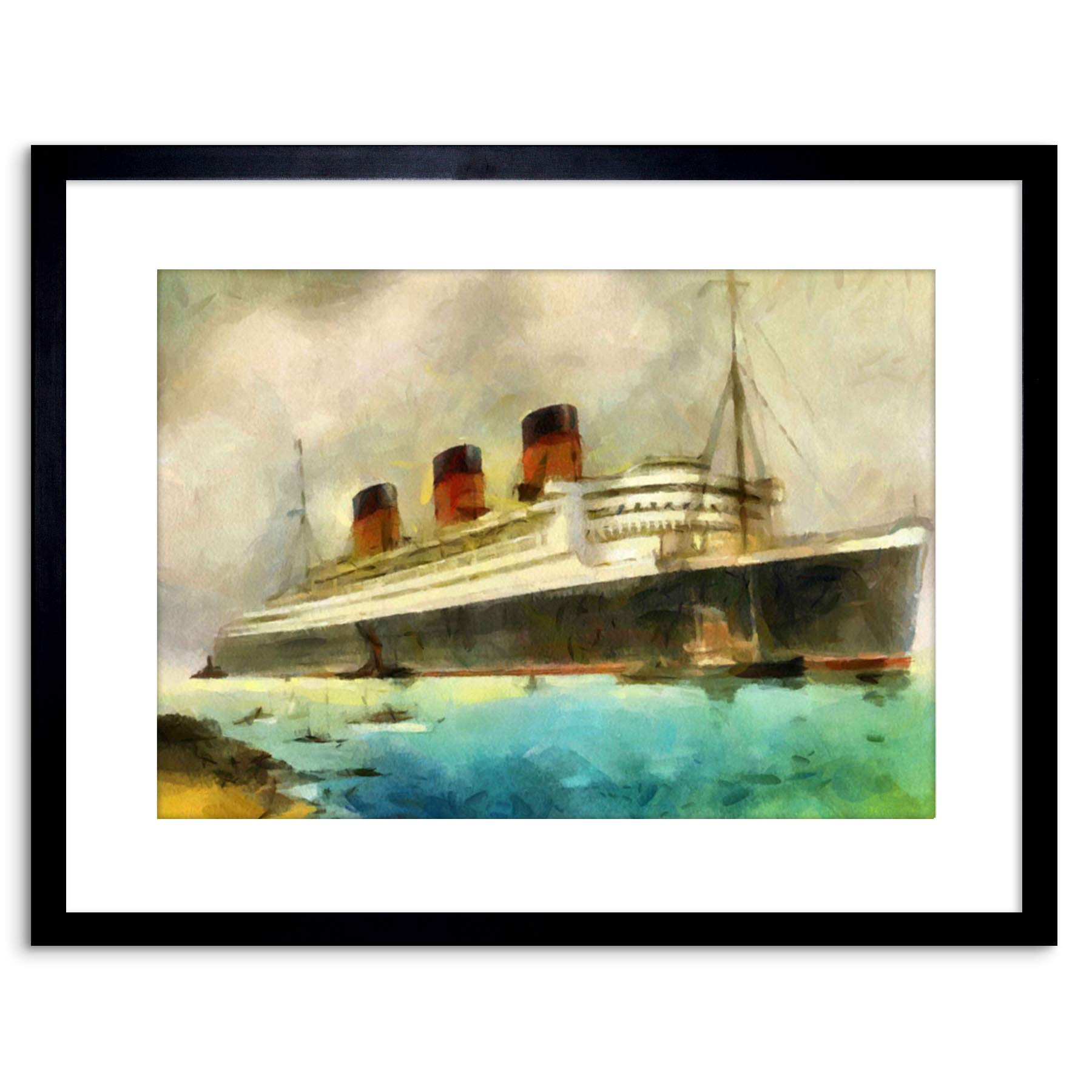 Wee Blue Coo PAINTING MARITIME RMS QUEEN MARY LINER CRUISE SHIP FRAMED PRINT F97X6242