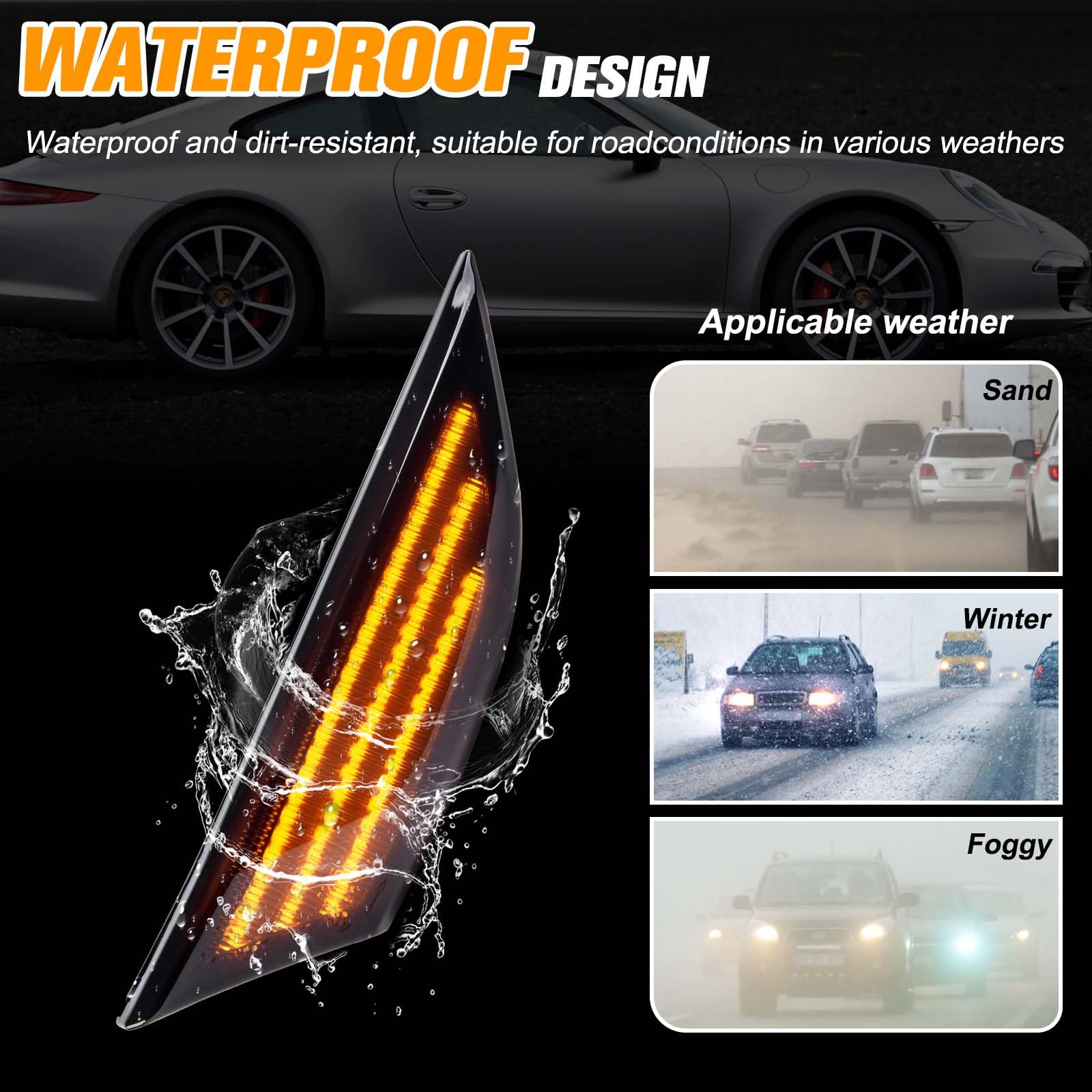 Frecce Laterale a LED per Porsche 981 Boxster 2012-2016/991 2011-2019/911 2011-2019, Indicatore di Direzione, 2 Pezzi