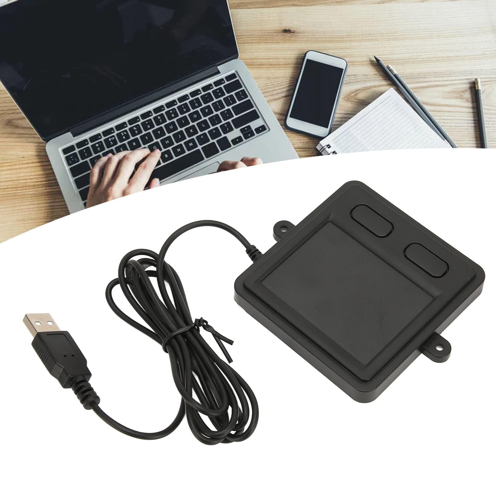 Panel Táctil USB Ligado a la Trabajo, Porthippad Portátil con 2 Teclas Touchpad Altamente Sensible Al Escritorio para Computadora Portátil HomeOficial
