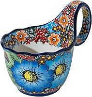 ALMA Handpainted Ceramic Soup Bowl with Handle, 18.6oz - Microwave Oven Dishwasher Safe, Ideal for Soup Cereal Stew Ice Cream