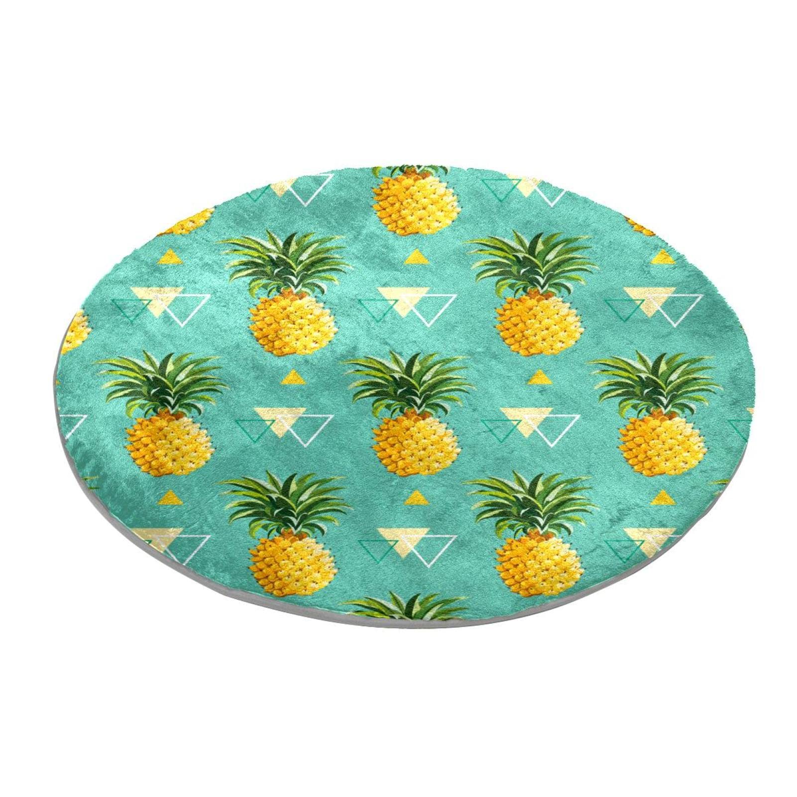 Tapis rond ananas antidérapant et confortable pour salon et étude