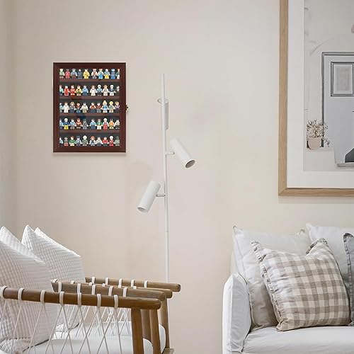 Vista 13 de Block Toy Minifigures Dimensiones vitrina Dedal de pared Gabinete Estantes compatibles con Lego Minifigures Lockalbe Protección UV Puerta Marco Negro