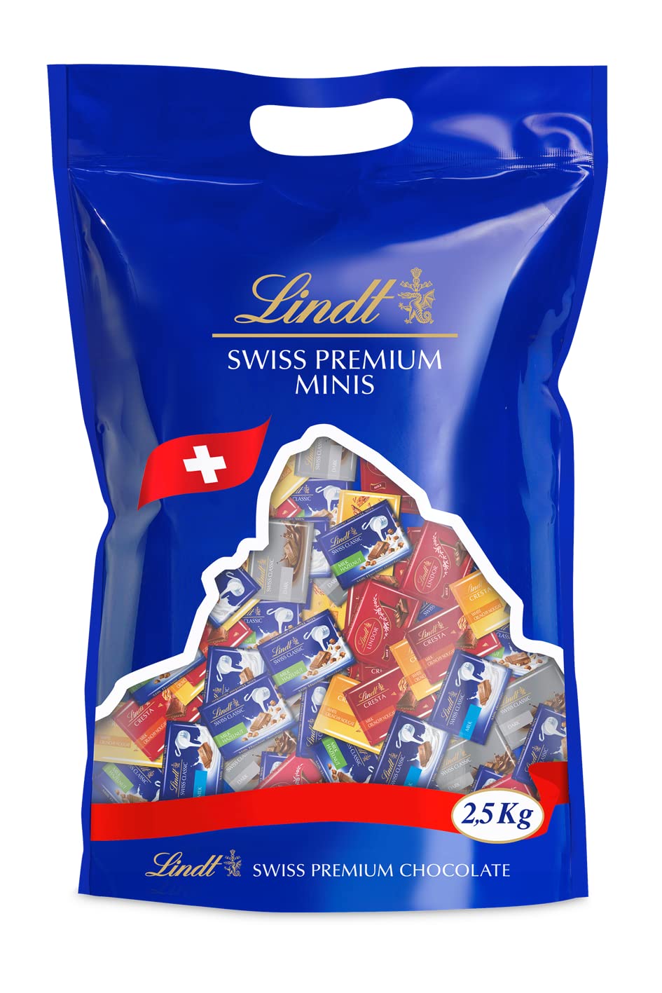 Lindt Napolitains, Mini Schokoladentafeln, (Milch Extra, Milch-Nuss, Lindor Milch, Cresta Milch, Cresta Weiss, Crémant), 1er Pack (1 x 2.5 kg) 34011 396 Stück