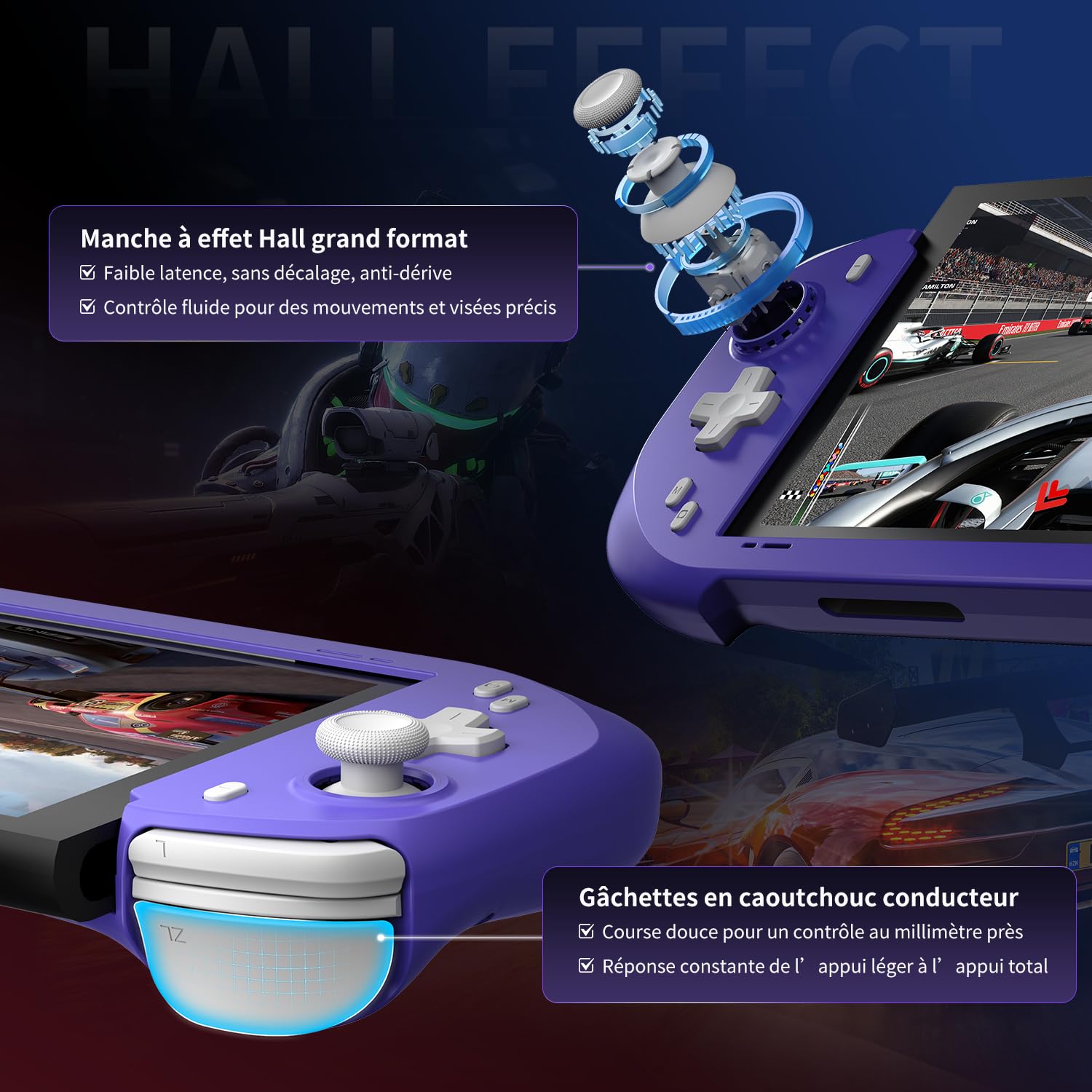 abxylute N6 Manette Switch 2 avec bouton C natif, boutons arrière et remappage des touches ABXY, joystick à effet Hall gyroscopique 9 axes (Noir)