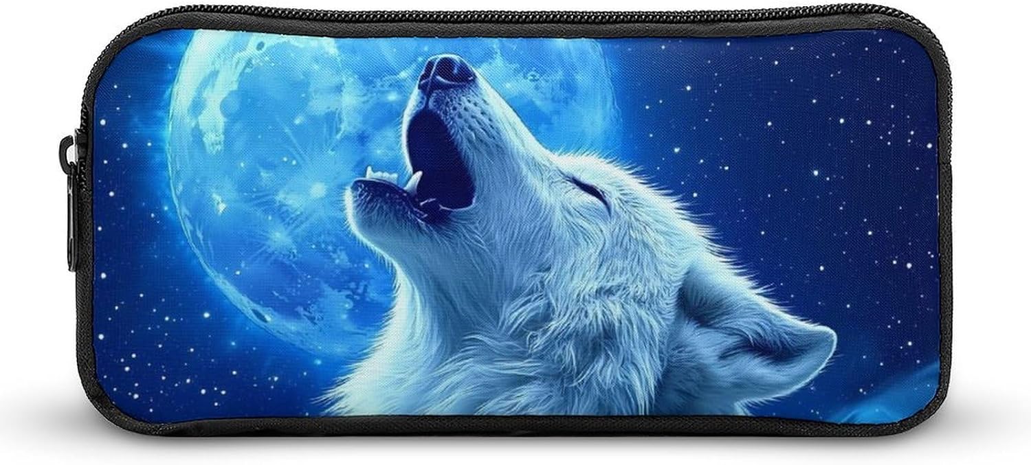 Wolf Howling in Moon Travel Cosmetic Bag Makeup Bag